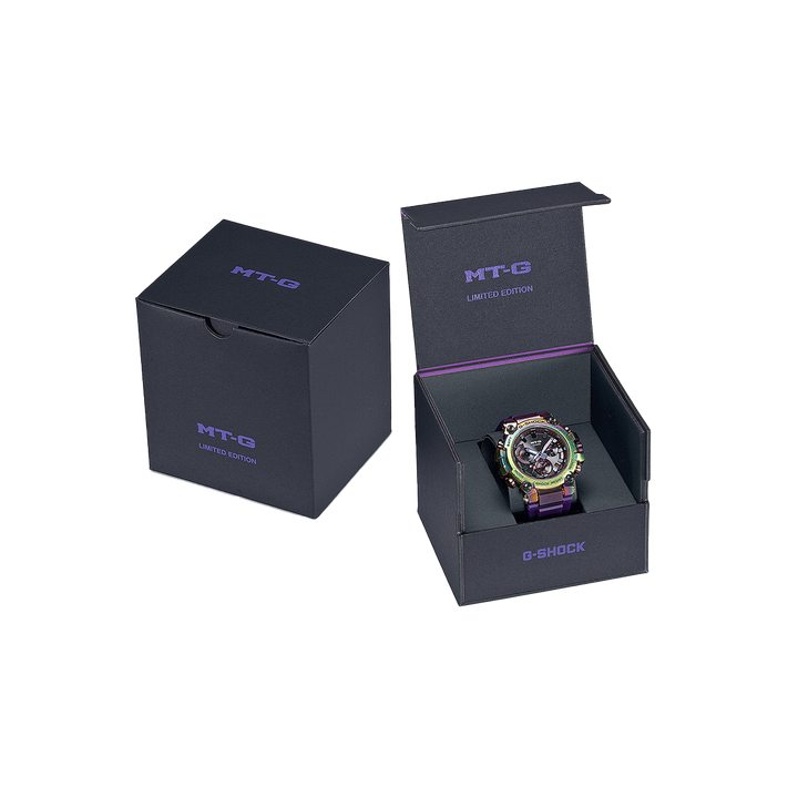 Jam Tangan Casio G-Shock MT-G - MTG-B3000PRB-1A Men Aurora Borealis with Recrystallized Steel Bezel and Rainbow IP