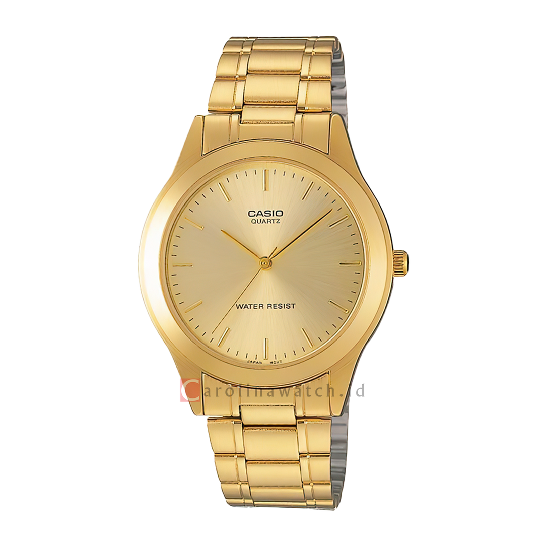 Jam Tangan Casio General MTP-1128N-9A Men Gold Dial Gold Stainless Steel Band