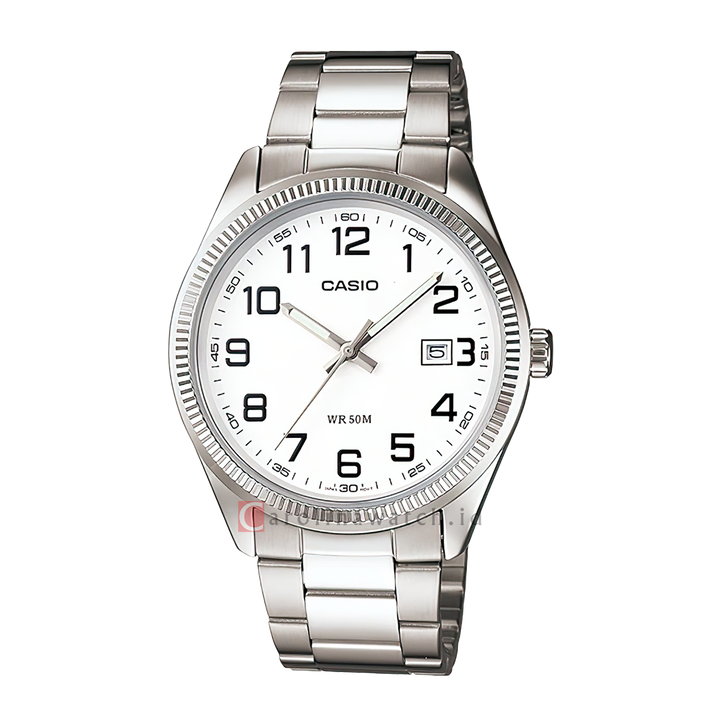 Jam Tangan Casio General MTP-1302D-7B Men White Dial Stainless Steel Band