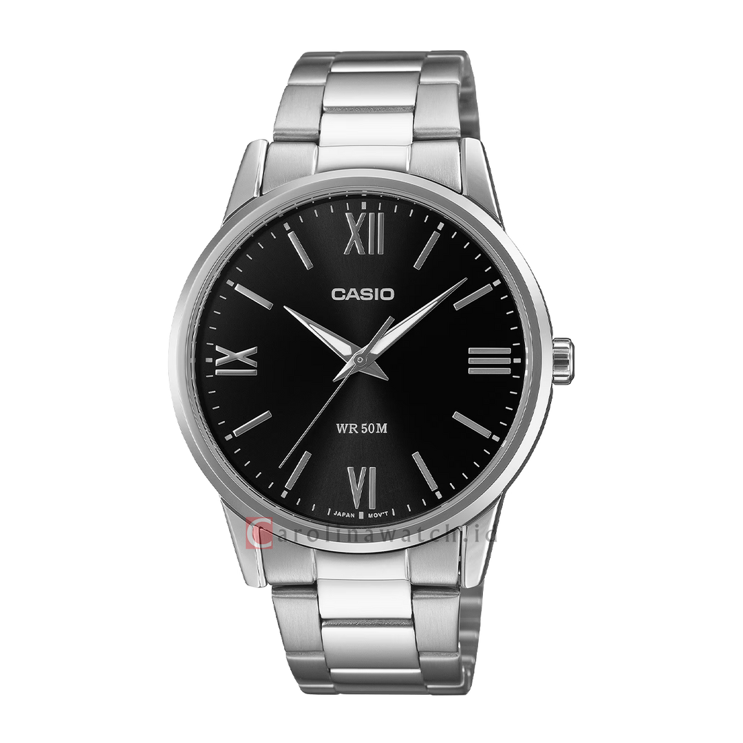 Jam Tangan Casio General MTP-1303DD-1A Men Black Dial Stainless Steel Band