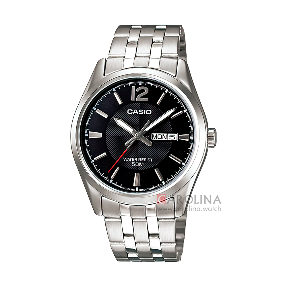 Jam Tangan CASIO MTP-1335D-1A Enticer Men Black Dial Stainless Steel Band