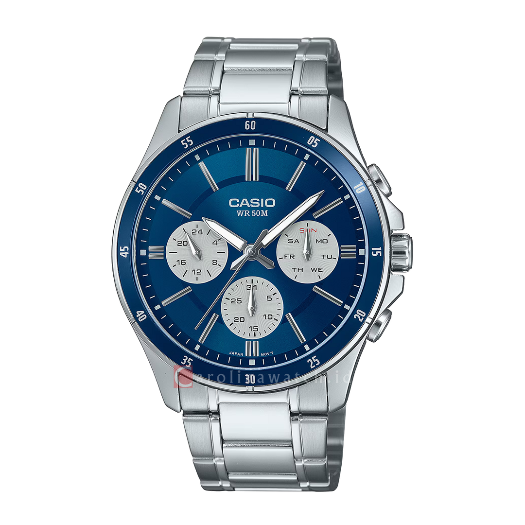 Jam Tangan Casio Standard MTP-1374D-2A3 Men Blue Dial Stainless Steel Band