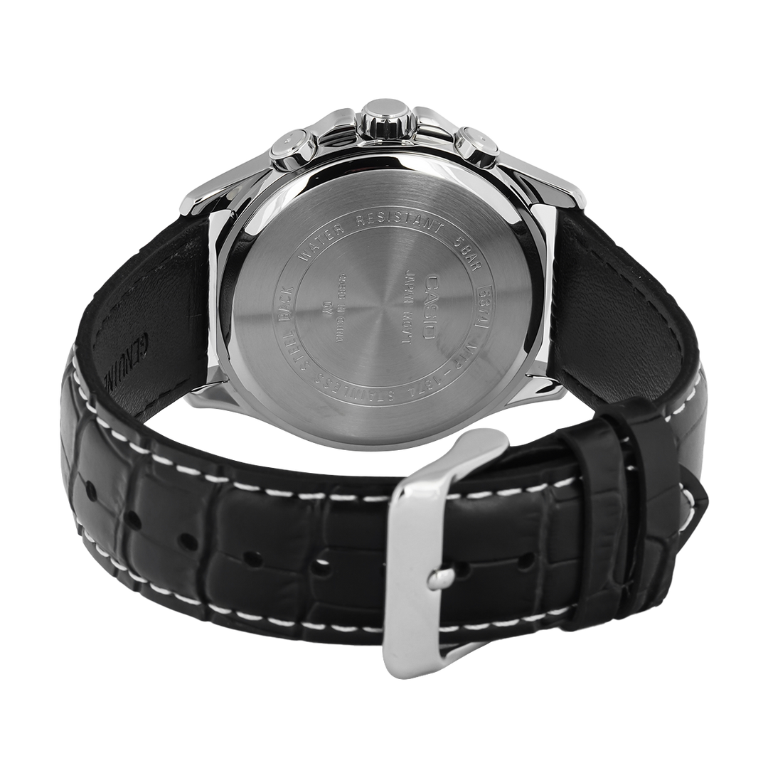 Jam Tangan Casio Standard MTP-1374L-1A Men Black Dial Black Leather Band