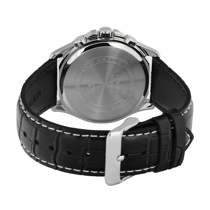 Jam Tangan Casio Standard MTP-1374L-1A Men Black Dial Black Leather Band