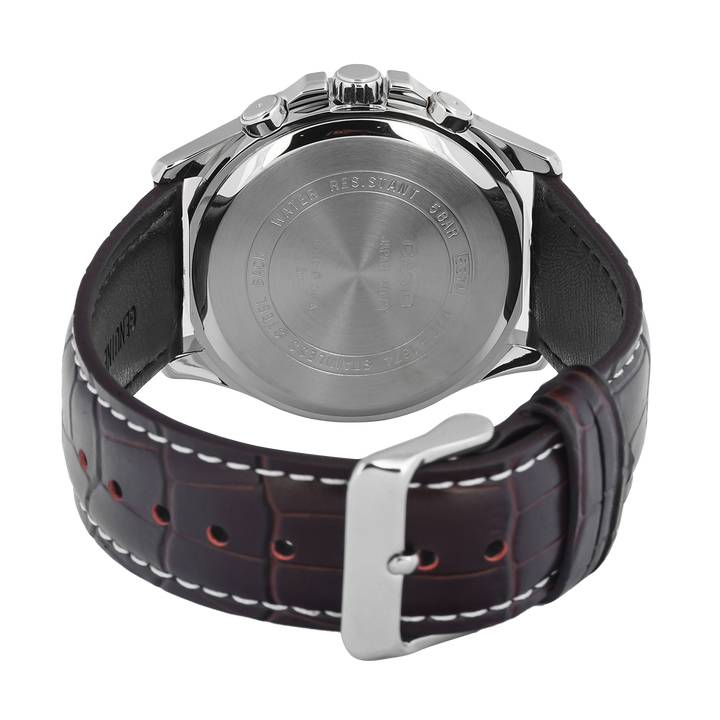 Jam Tangan Casio Standard MTP-1374L-7A Men Silver Dial Brown Leather Band