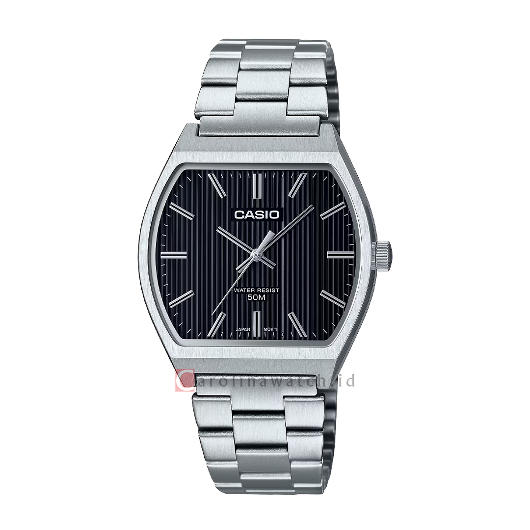 Jam Tangan Casio Standard MTP-B140D-1A Men Black Dial Stainless Steel Band