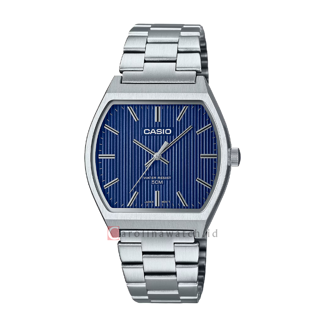 Jam Tangan Casio Standard MTP-B140D-2A Men Blue Dial Stainless Steel Band