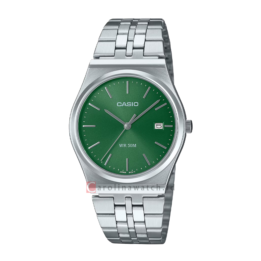 Jam Tangan Casio General MTP-B145D-3A Men Green Dial Stainless Steel Band