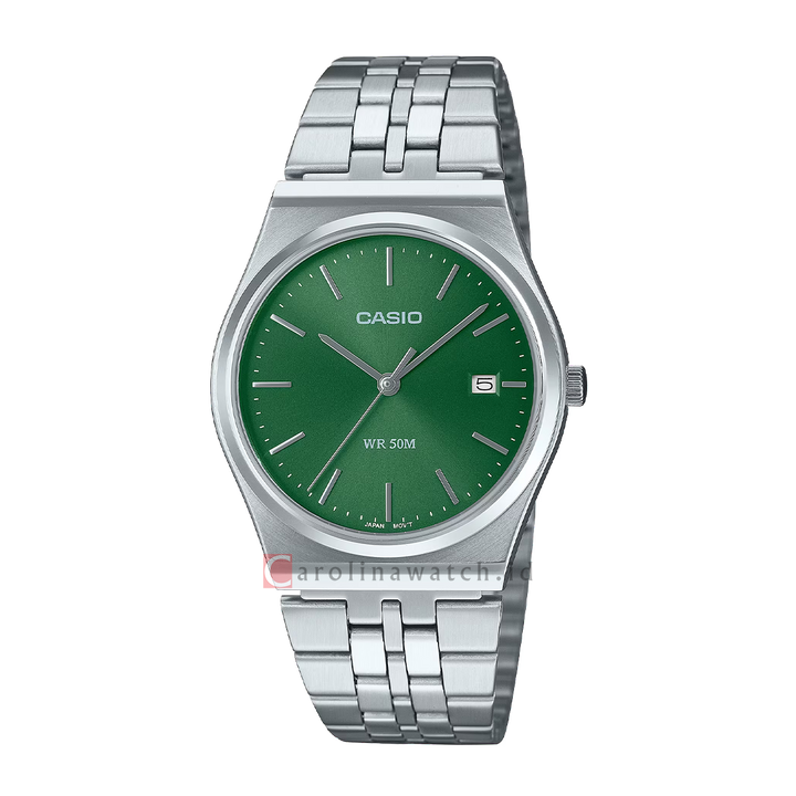 Jam Tangan Casio General MTP-B145D-3A Men Green Dial Stainless Steel Band