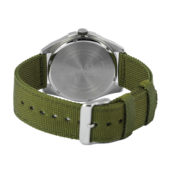 Jam Tangan Casio General MTP-B155C-3E Men Olive Green Dial Olive Green Nylon Band