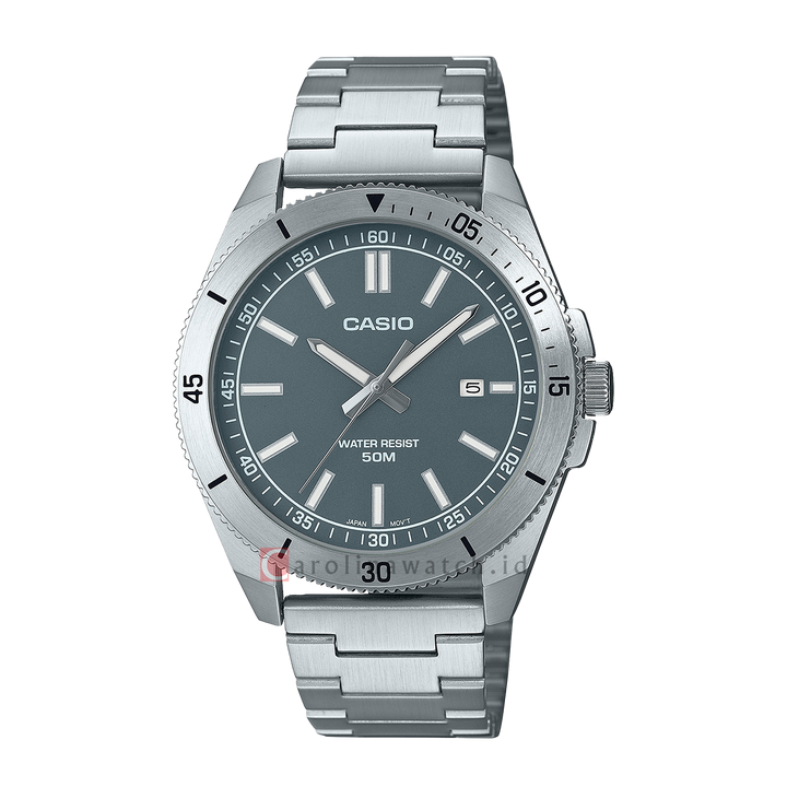 Jam Tangan Casio General MTP-B155D-3E Men Grey Dial Stainless Steel Band