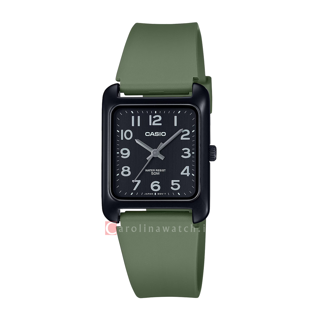 Jam Tangan Casio General MTP-B175-3B Men Black Dial Green Resin Band