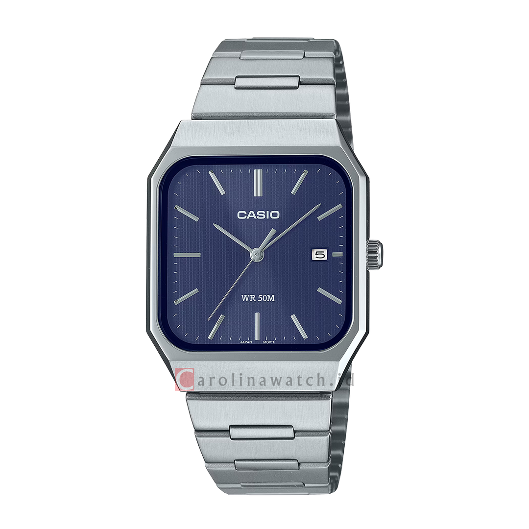 Jam Tangan Casio Standard MTP-B185D-2A1 Men Blue Dial Stainless Steel Band