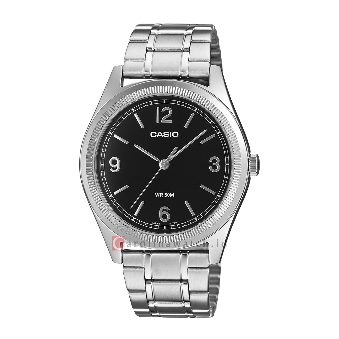 Jam Tangan  Casio General MTP-B210D-1A Men Black Dial Stainless Steel Band