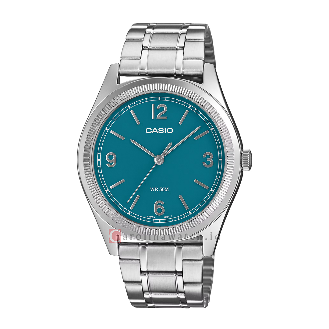 Jam Tangan Casio General MTP-B210D-2A1 Men Teal Dial Stainless Steel Band