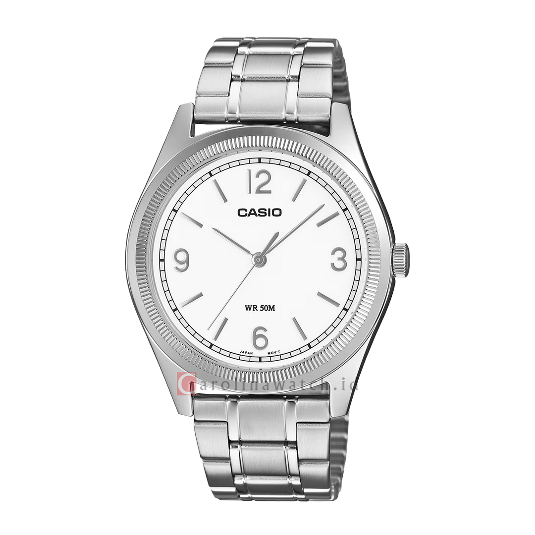 Jam Tangan Casio General MTP-B210D-7A Men White Dial Stainless Steel Band