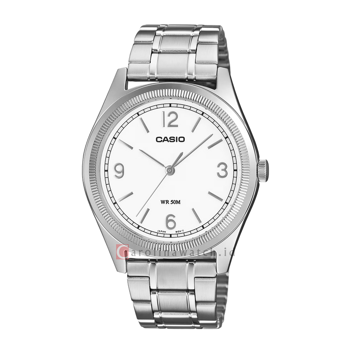 Jam Tangan Casio General MTP-B210D-7A Men White Dial Stainless Steel Band