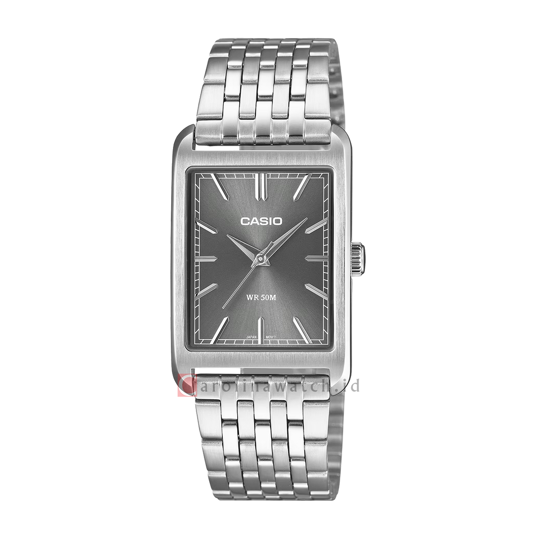 Jam Tangan Casio MTP-B215D-8A Men Grey Dial Stainless Steel Band