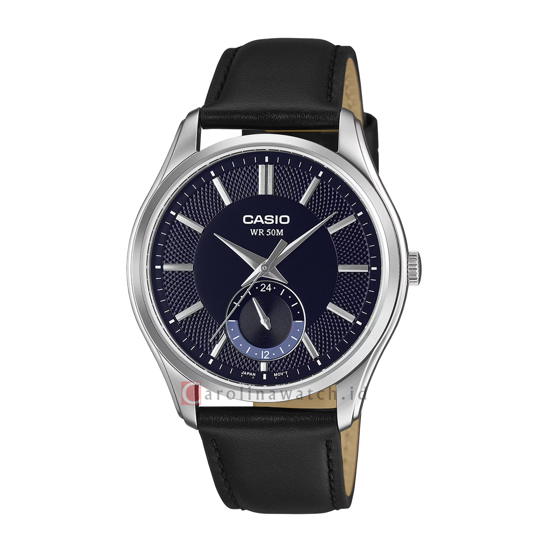 Jam Tangan Casio MTP-B315L-2A Men Black Dial Black Leather Strap