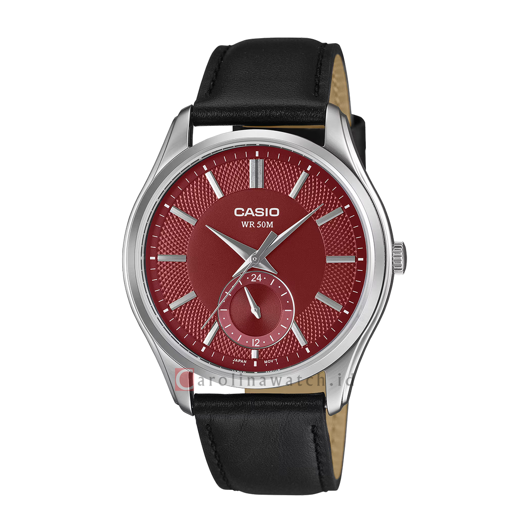Jam Tangan Casio MTP-B315L-4A Men Red Dial Black Leather Strap