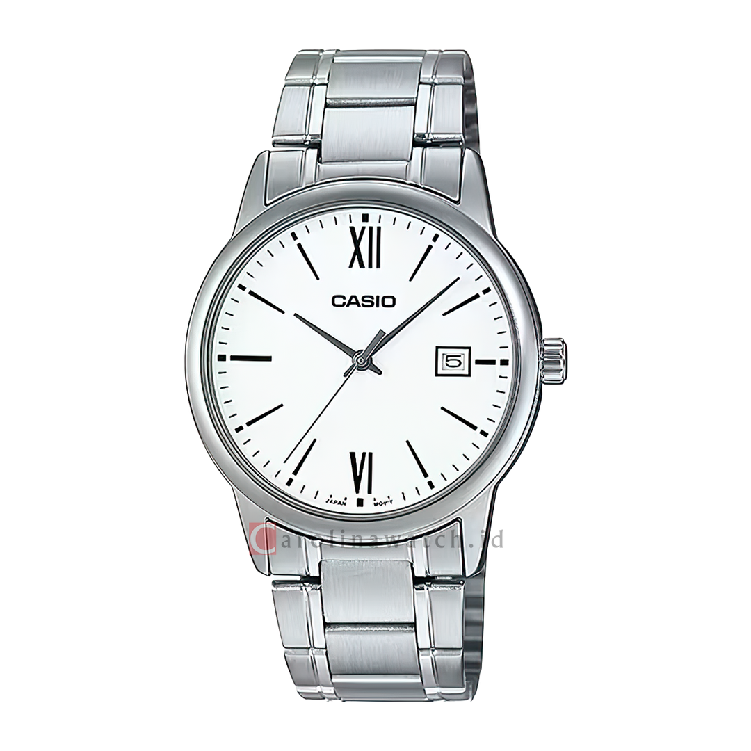 Jam Tangan Casio MTP-V002D-7B3 Men White Dial Stainless Steel Band