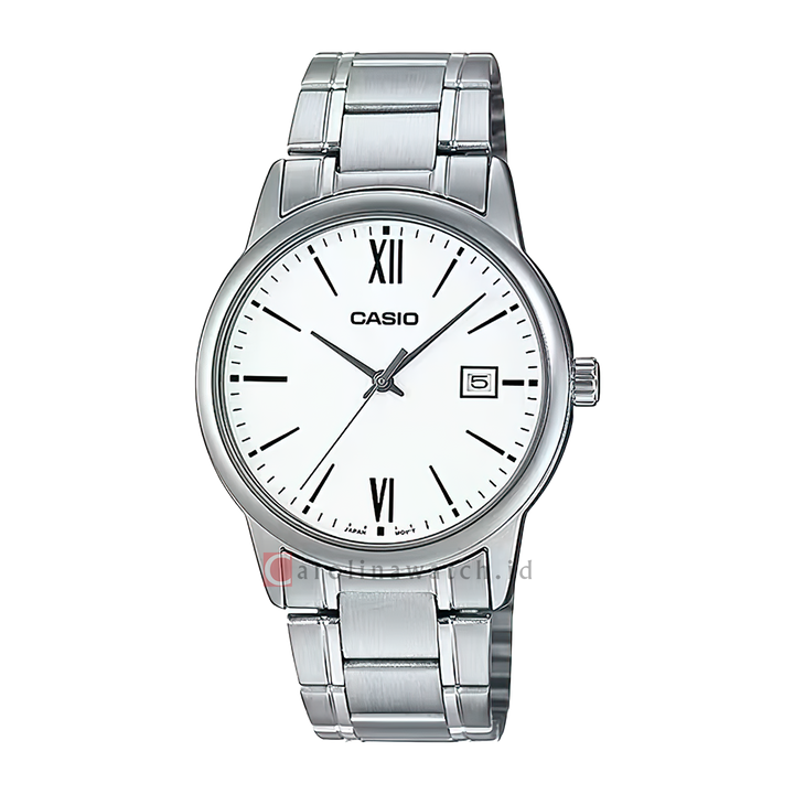 Jam Tangan Casio MTP-V002D-7B3 Men White Dial Stainless Steel Band