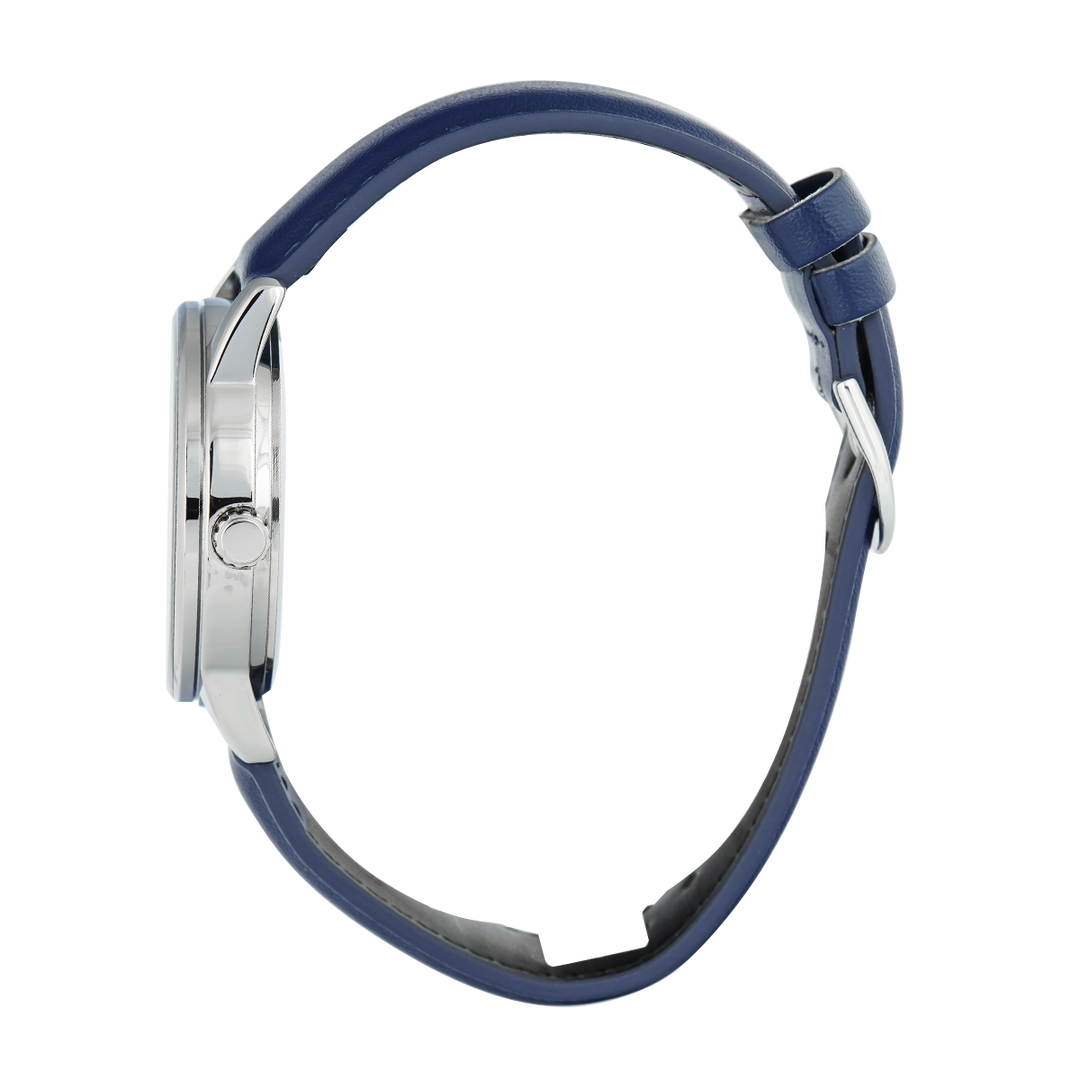 Jam Tangan Casio MTP-V002L-2B3 Men Silver Dial Blue Leather Band
