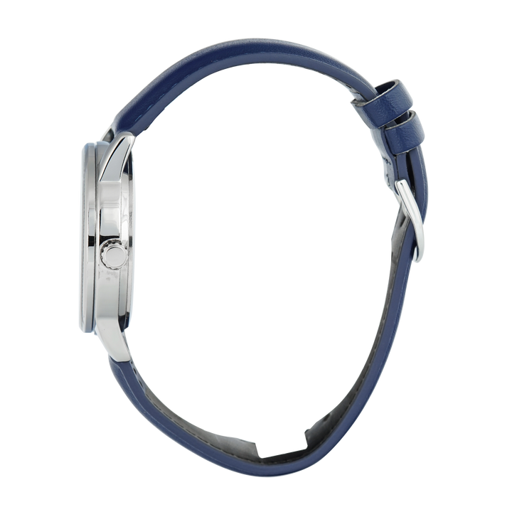 Jam Tangan Casio MTP-V002L-2B3 Men Silver Dial Blue Leather Band