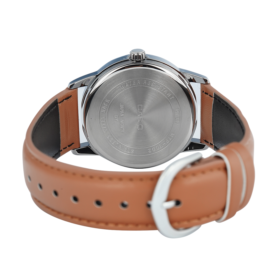 Jam Tangan Casio MTP-V002L-5B3 Men Brown Dial Brown Leather Strap