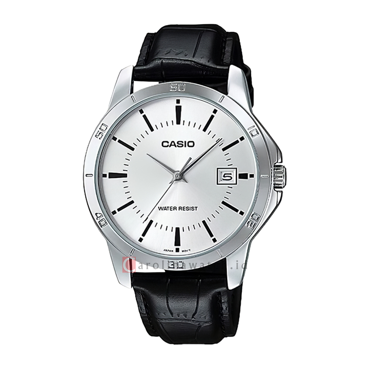 Jam tangan Casio General MTP-V004L-7A Men White Dial Black Leather Strap