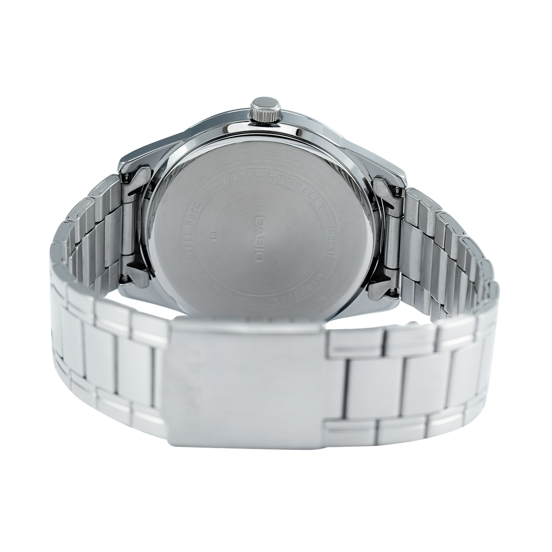 Jam Tangan Casio MTP-V005D-1B4 Men Black Dial Stainless Steel Band