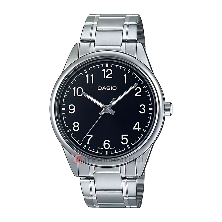 Jam Tangan Casio MTP-V005D-1B4 Men Black Dial Stainless Steel Band