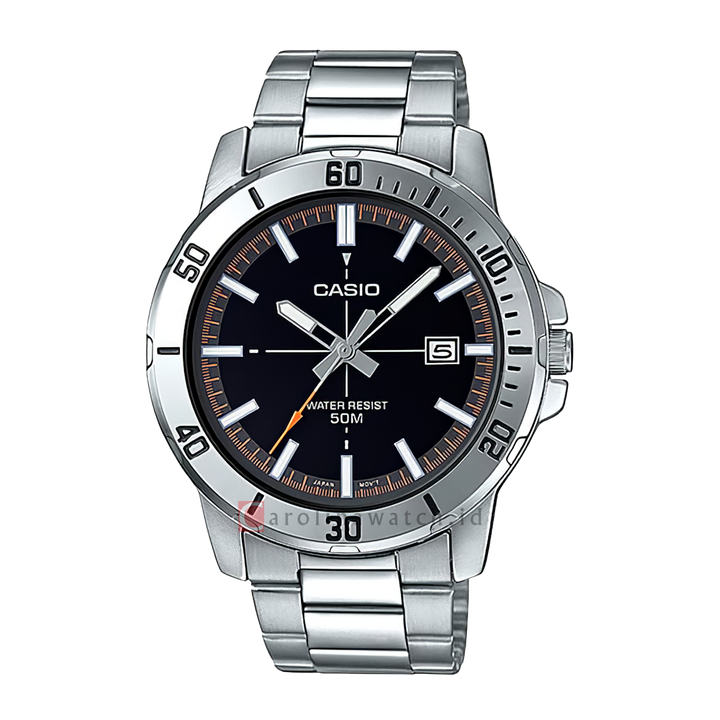 Jam Tangan Casio General MTP-VD01D-1E2 Men Enticer Men Black Dial Stainless Steel Band