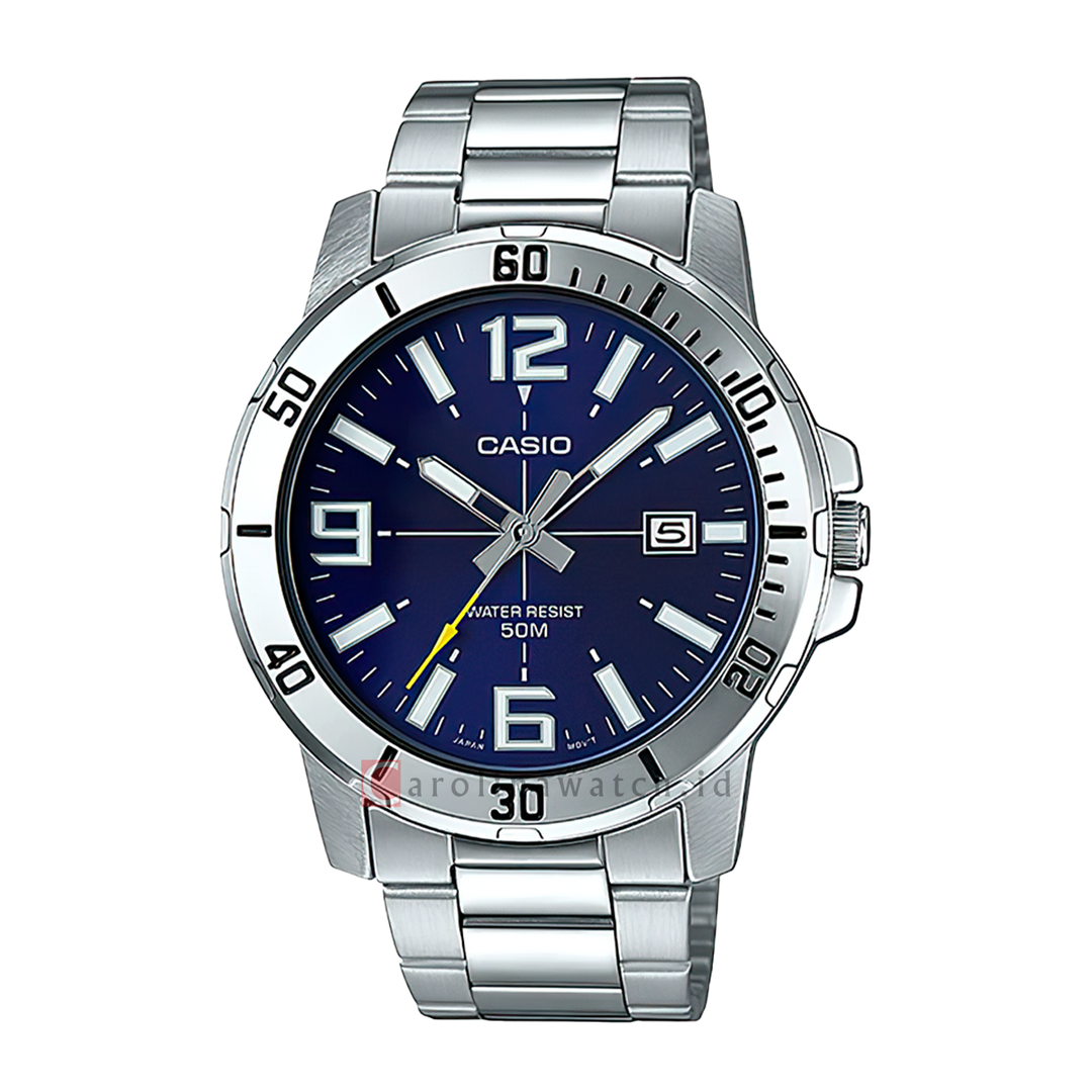 Jam Tangan Casio General MTP-VD01D-2B Men Enticer Men Blue Dial Stainless Steel Band