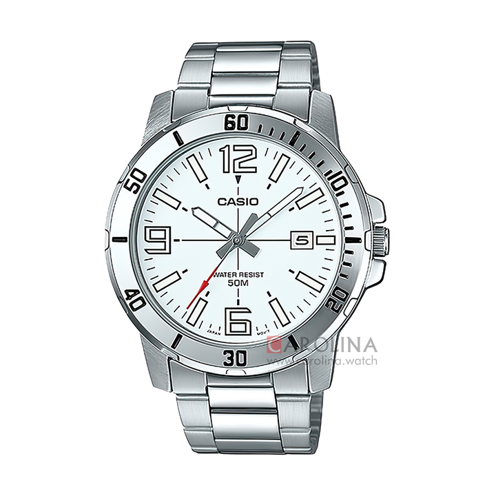 Jam Tangan Casio General MTP-VD01D-7B Men White Dial Stainless Steel Band