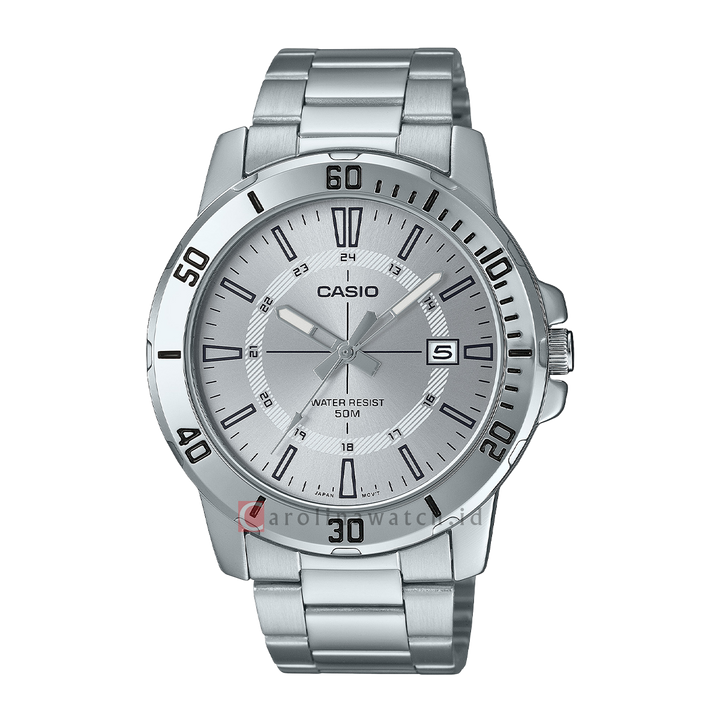 Jam Tangan Casio General MTP-VD01D-7C Men Silver Dial Stainless Steel Band