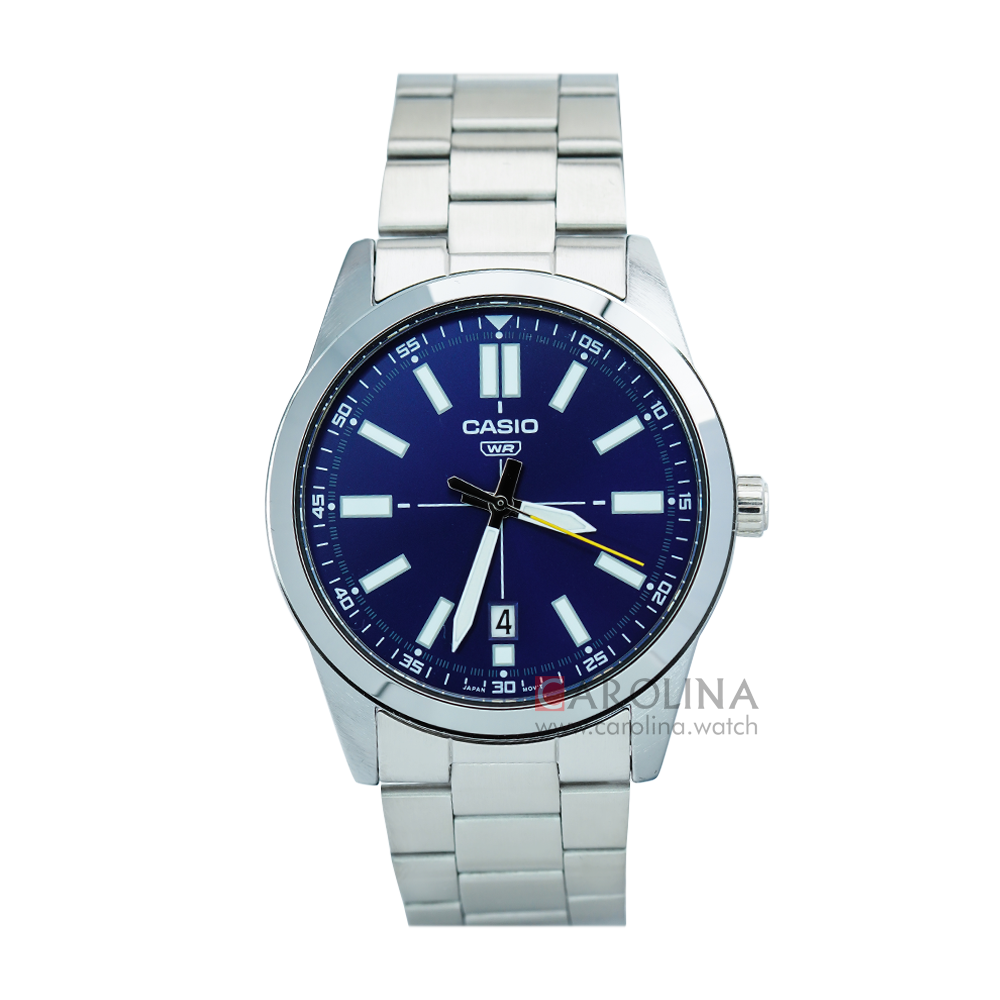 Jam Tangan Casio MTP-VD02D-2E Men Purple Dial Stainless Steel Band