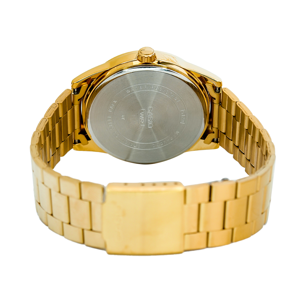 Jam Tangan Casio General MTP-VD02G-9E Men White Dial Gold Stainless Steel Band