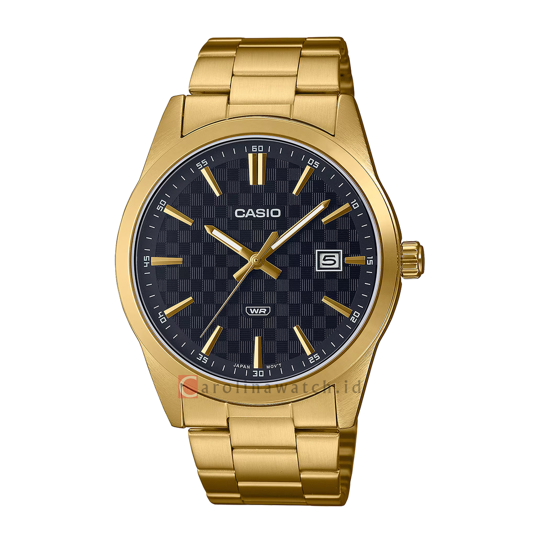 Jam Tangan Casio MTP-VD03G-1A Men Black Dial Gold Stainless Steel Band