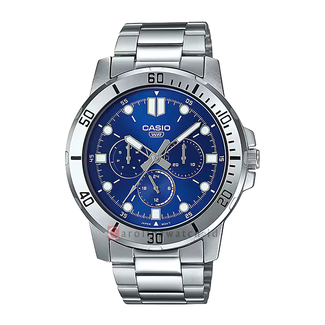 Jam Tangan Casio General MTP-VD300D-2E Men Blue Dial Stainless Steel Band