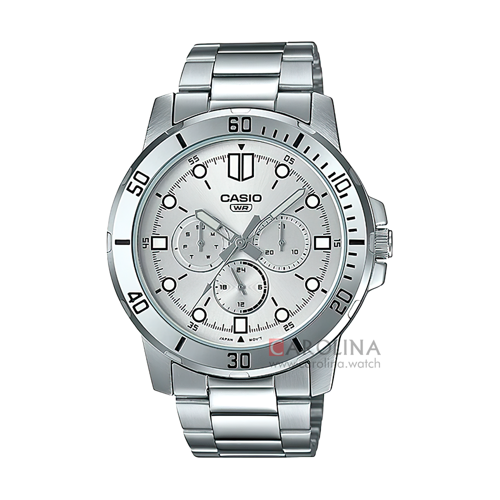 Jam Tangan Casio General MTP-VD300D-7E Men Silver Dial Stainless Steel Band