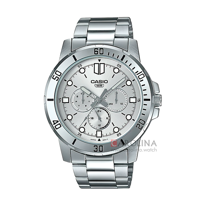 Jam Tangan Casio General MTP-VD300D-7E Men Silver Dial Stainless Steel Band