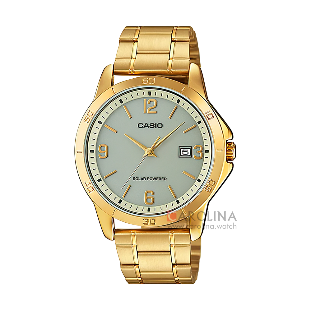 Jam Tangan Casio General MTP-VS02G-9A Men Analog Dial Gold Stainless Steel Band