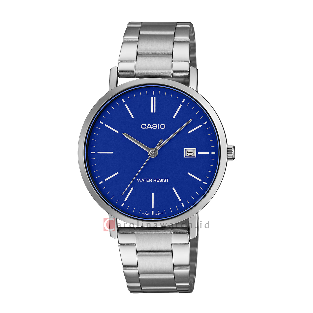 Jam Tangan Casio General MTP-VT05D-2E Men Blue Dial Stainless Steel Band