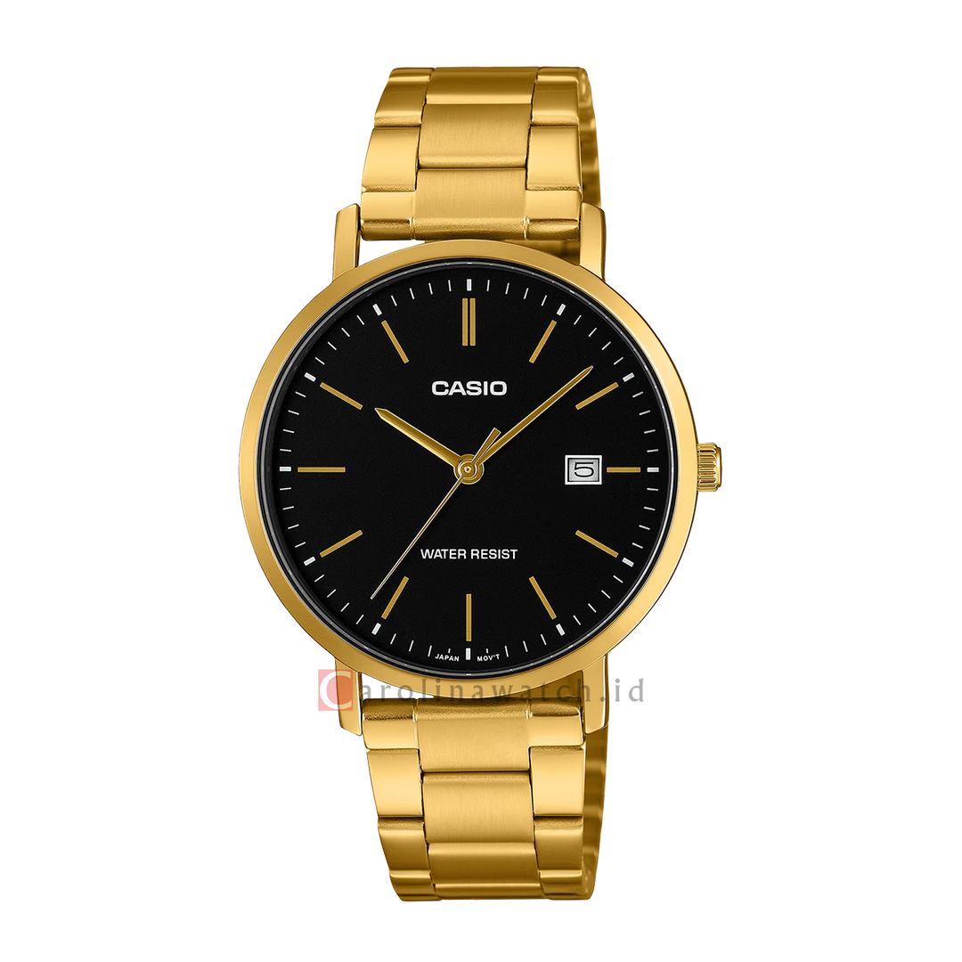 Jam Tangan Casio General MTP-VT05G-1E Men Black Dial Gold Stainless Steel Band