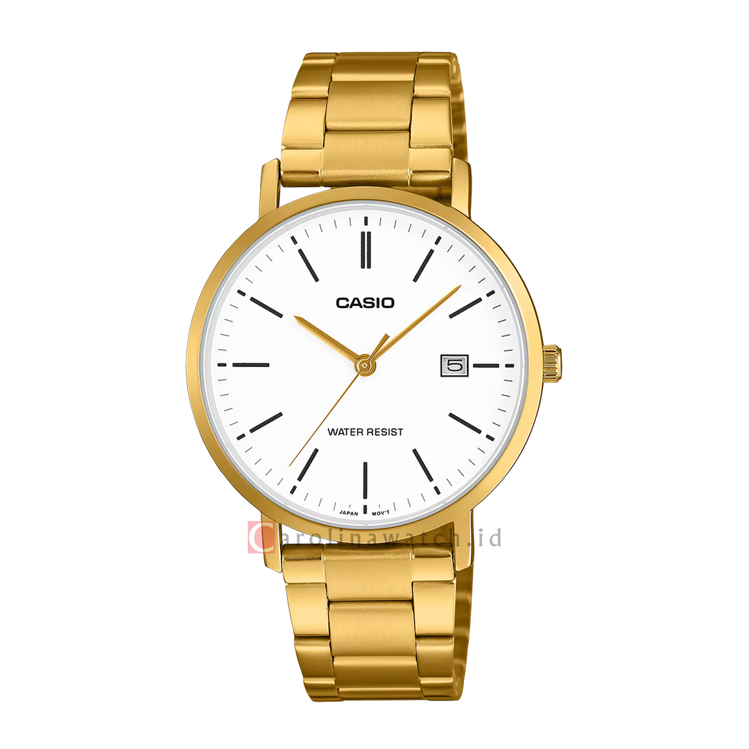 Jam Tangan Casio General MTP-VT05G-7E Men White Dial Gold Stainless Steel Band