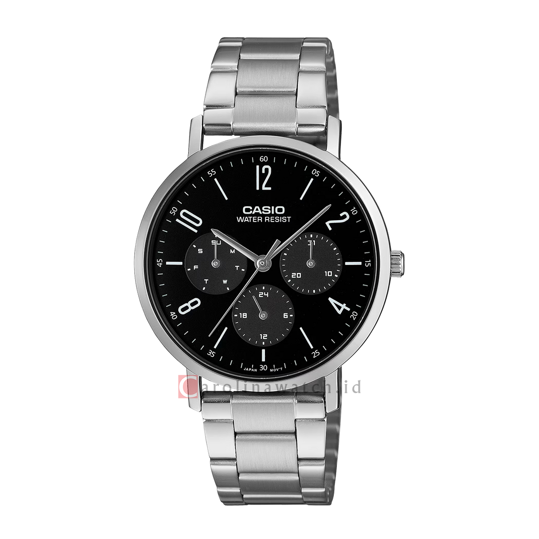 Jam Tangan Casio General MTP-VT06D-1B Men Black Dial Stainless Steel Band