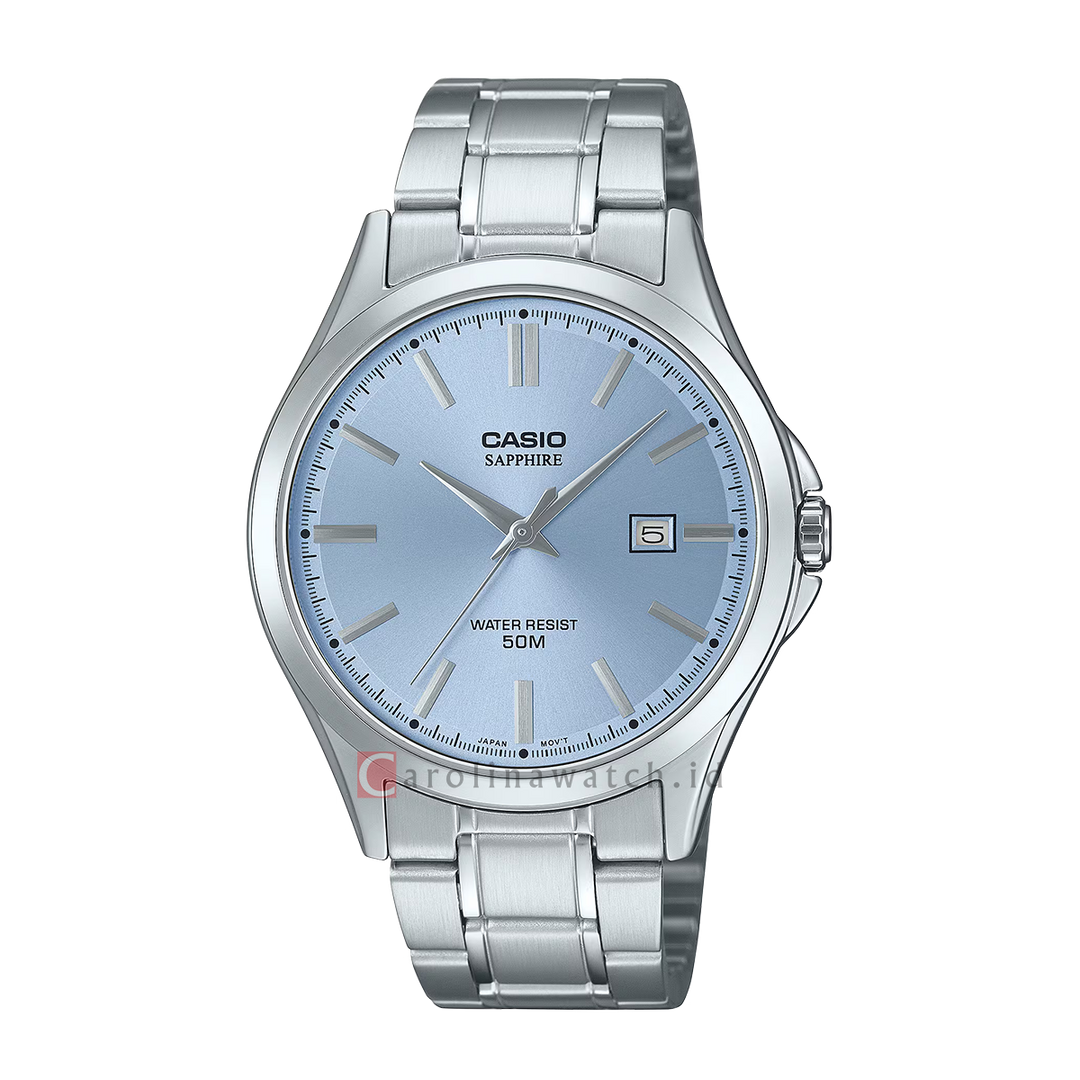 Jam Tangan Casio Standard MTS-115D-2A2 Men Light Blue Dial Stainless Steel Band