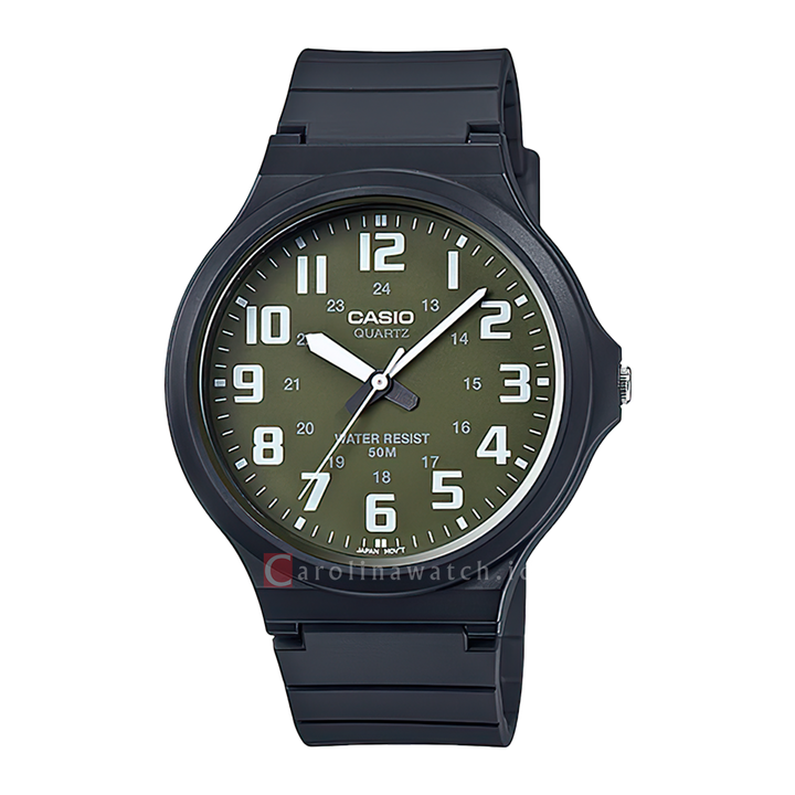 Jam Tangan Casio MW-240-3B Men Green Dial Black Resin Band