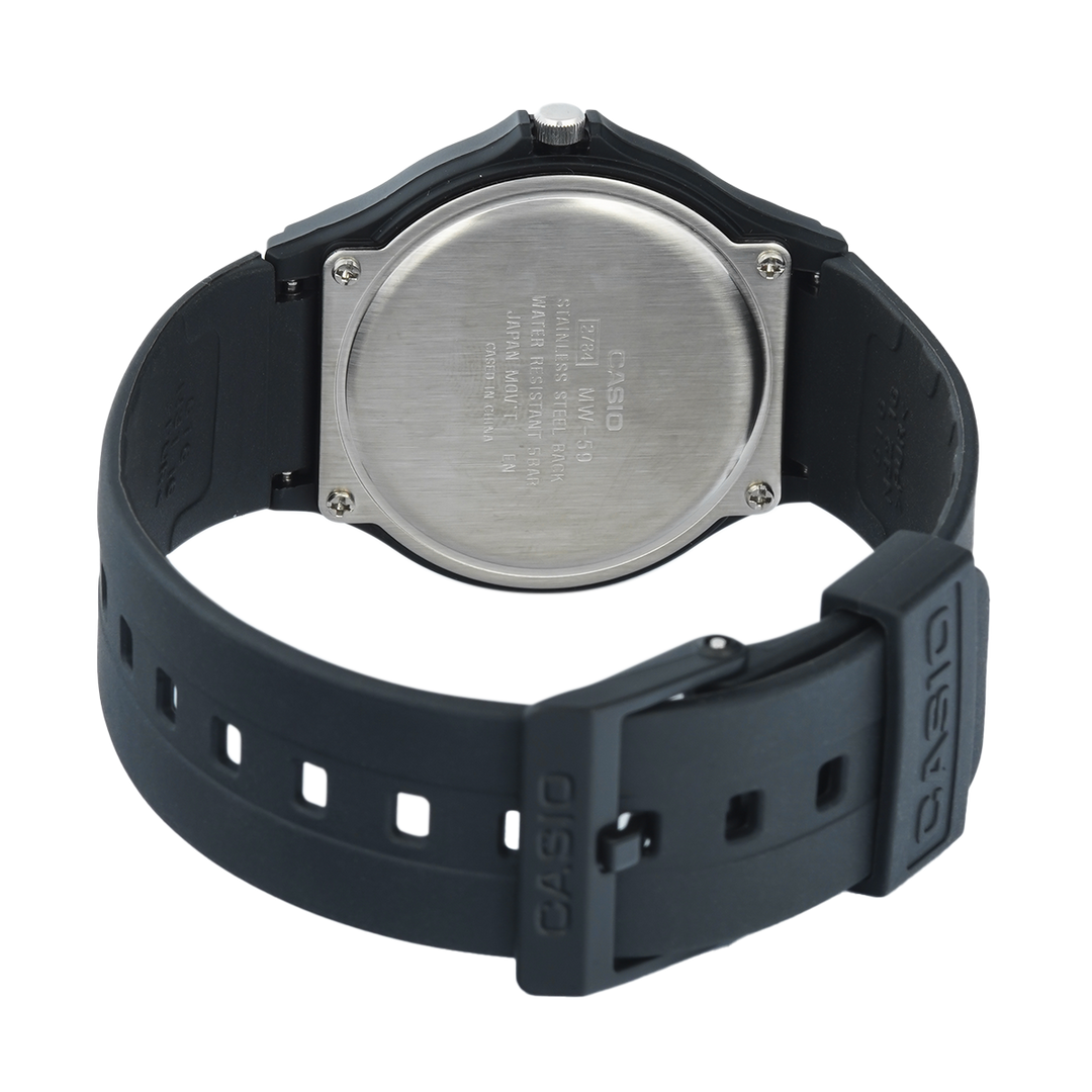 Jam Tangan Casio MW-59-7E Men White Dial Black Resin Band